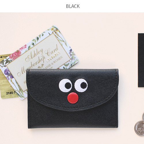 Black - Som Som stitching pocket card case
