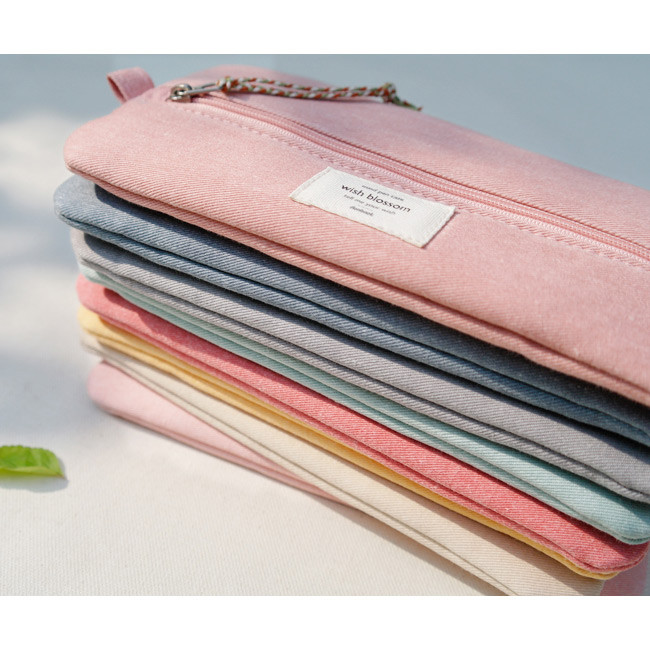 Wish blossom mind middle zipper pen case