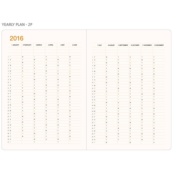 Yearly plan - 2016 Record weekly dated large planner