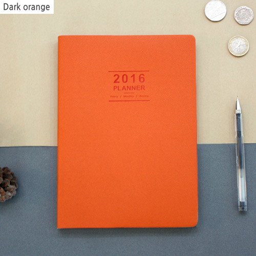 Dark orange - 2016 Record weekly dated large planner