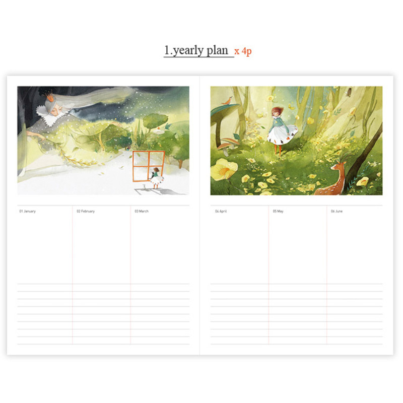 Yearly plan - Indigo Alice illustration undated monthly diary