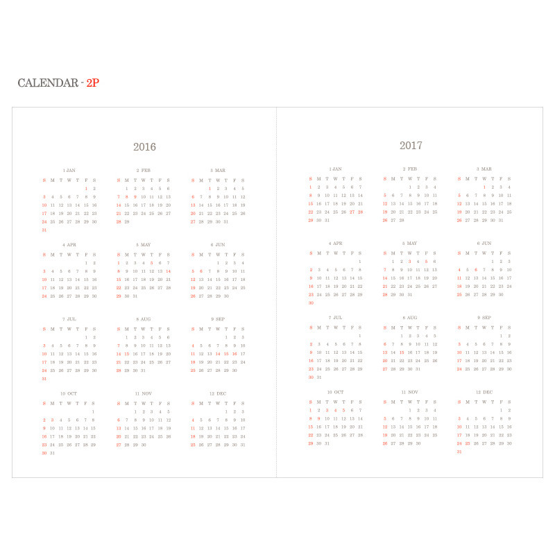 Calendar - 2016 Object dated weekly diary