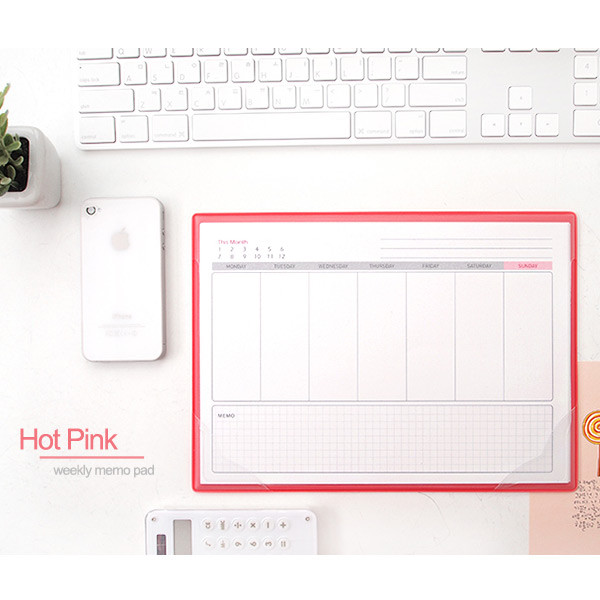 Hot pink - Desk memo note weekly planner