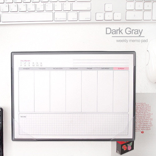 Dark gray - Desk memo note weekly planner