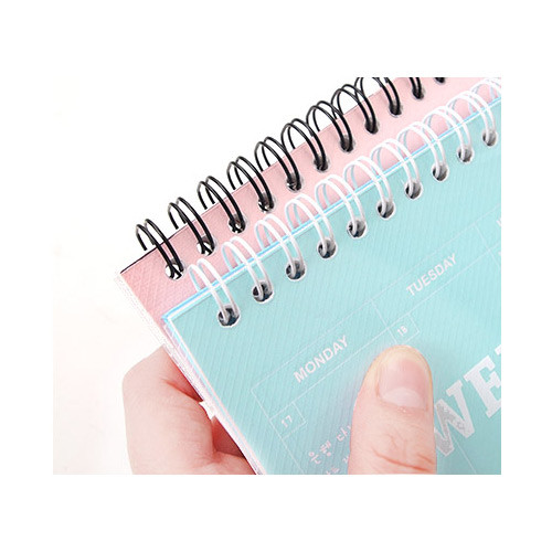 Detail of London wirebound undated weekly desk planner