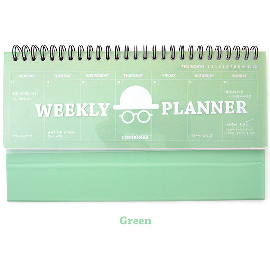 Green - London wirebound undated weekly desk planner