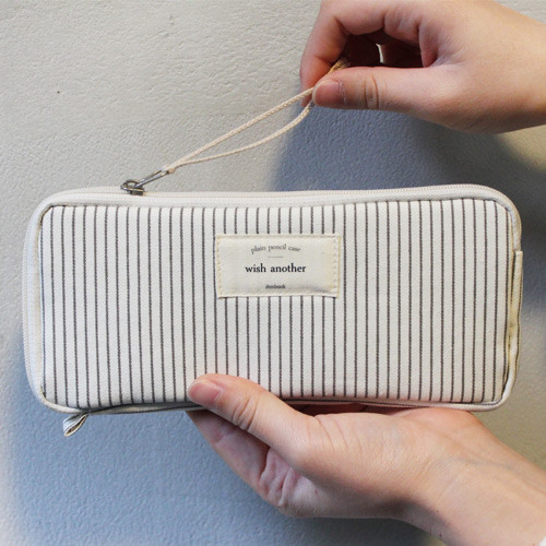Mind stripe pattern zip around pencil pouch