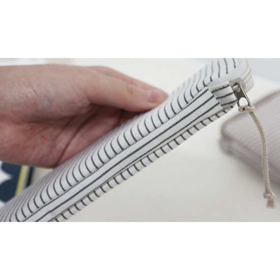 Detail of Mind stripe pattern zip around pencil pouch
