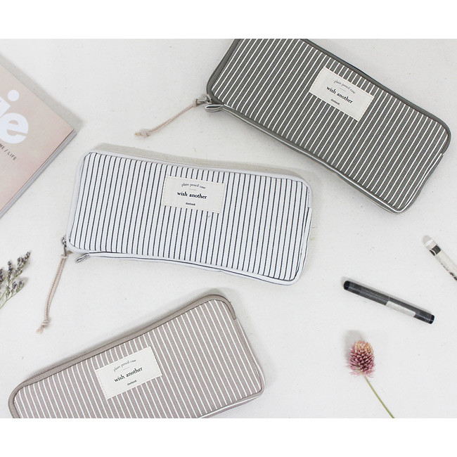 Mind stripe pattern zip around pencil pouch