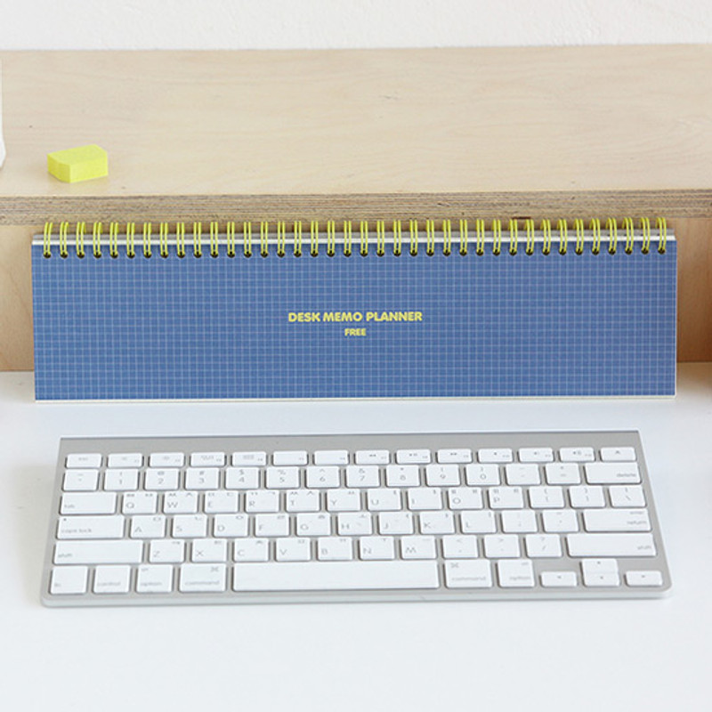 Blue - Desk wirebound grid memo pad planner