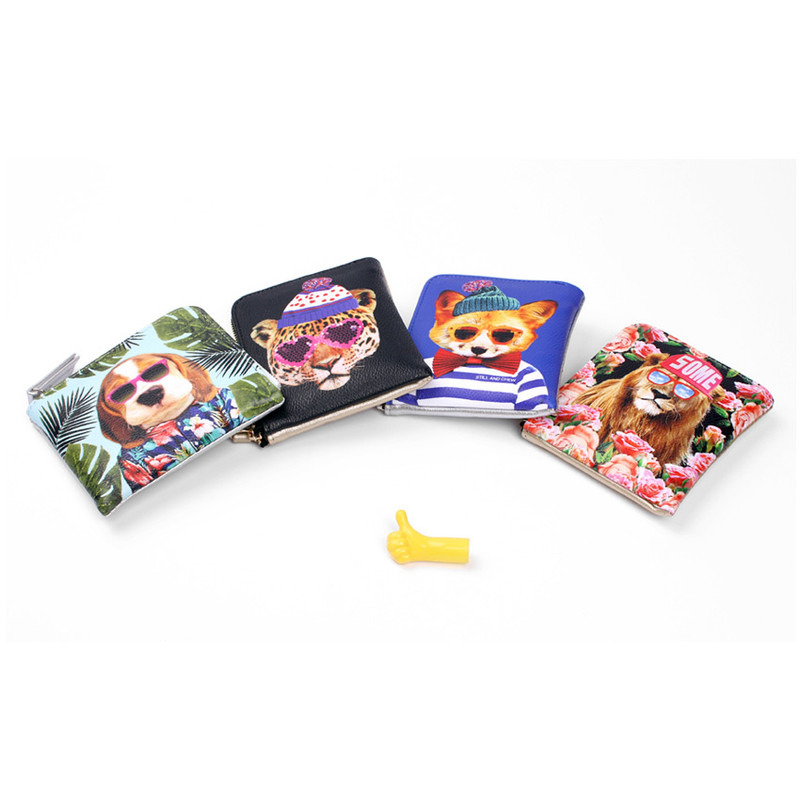 Fashionable animal half zip wallet