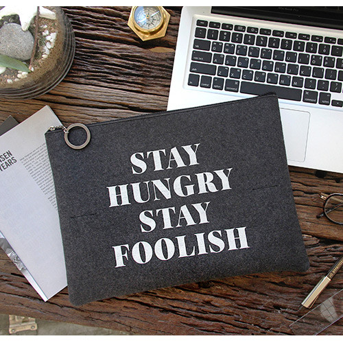 Charcoal & Gray - The Basic felt two tone laptop pouch