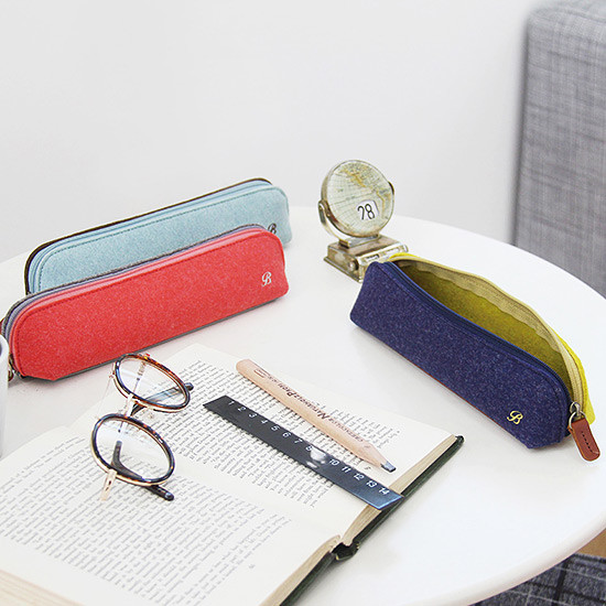The Basic felt two tone color zipper pencil case ver.4 