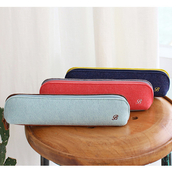 The Basic felt two tone color zipper pencil case ver.4 