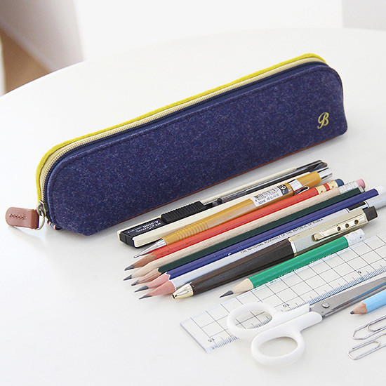 The Basic felt two tone color zipper pencil case ver.4 