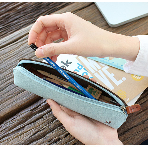 The Basic felt two tone color zipper pencil case ver.4