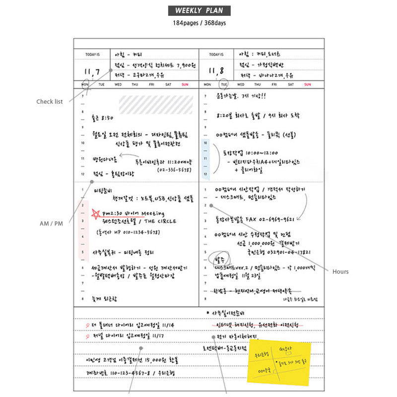 Time plan (weekly plan)