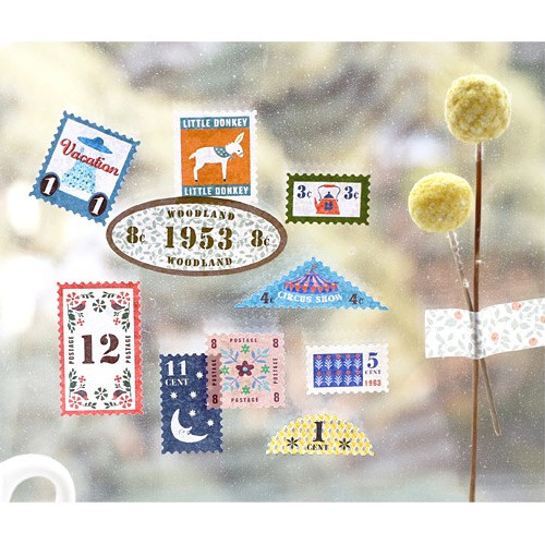 Stamp illustration deco sticker set