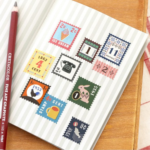 Stamp illustration deco sticker set