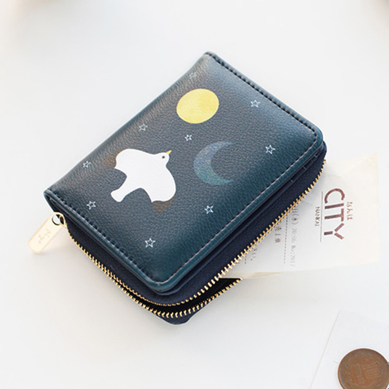 One summer night - Piyo zip around small wallet