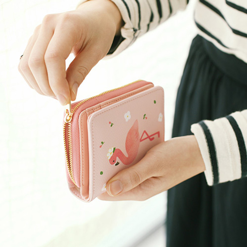 Flamingo - Piyo zip around small wallet