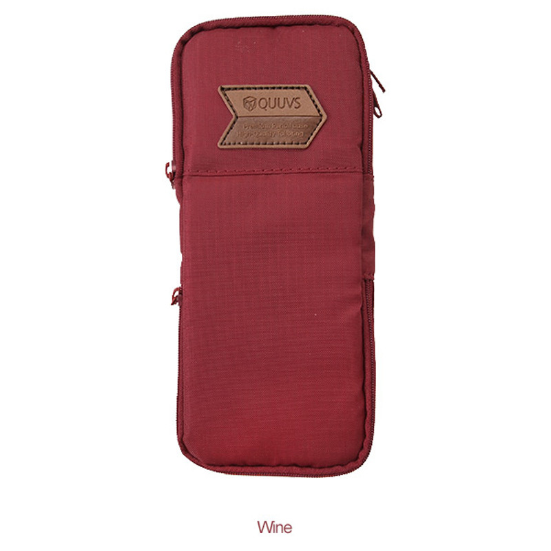 Wine - Multi pocket zip around pencil pouch 