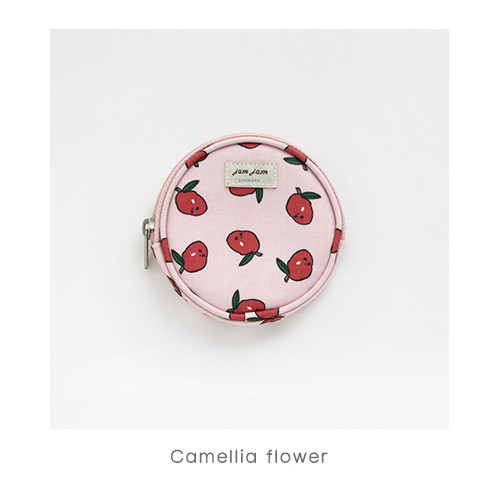 Camellia flower - Jam Jam pattern circle zipper pouch