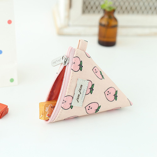 Peach - Jam Jam pattern triangle zipper pouch 