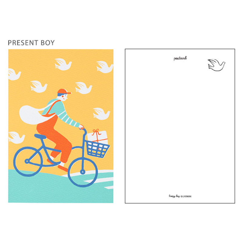 Present boy - Breezy day silk screen postcard Present boy - Breezy day silk screen postcard