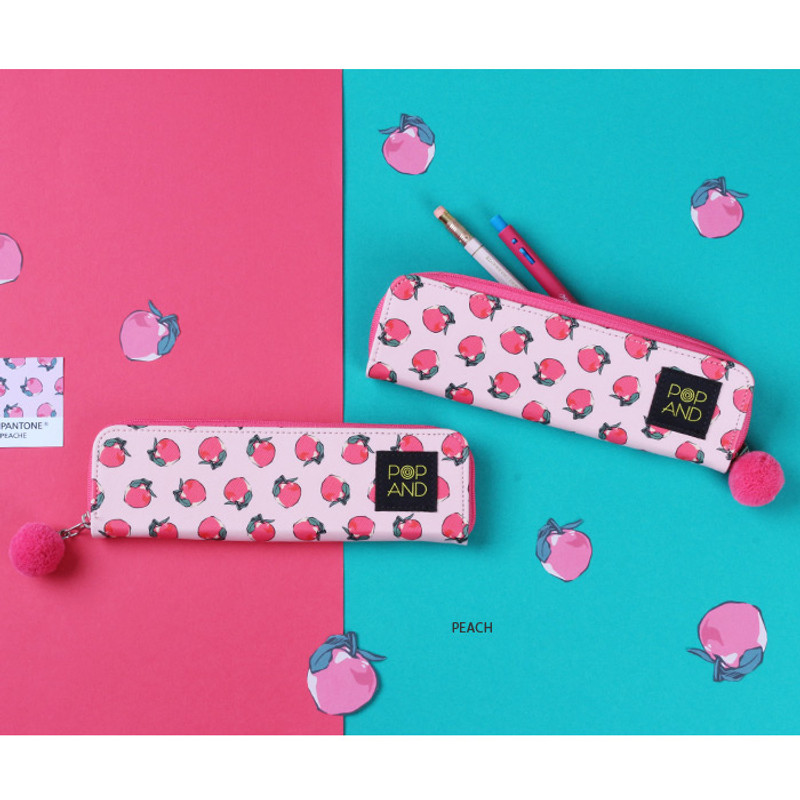 Peach - Pop art fruit slim pencil case