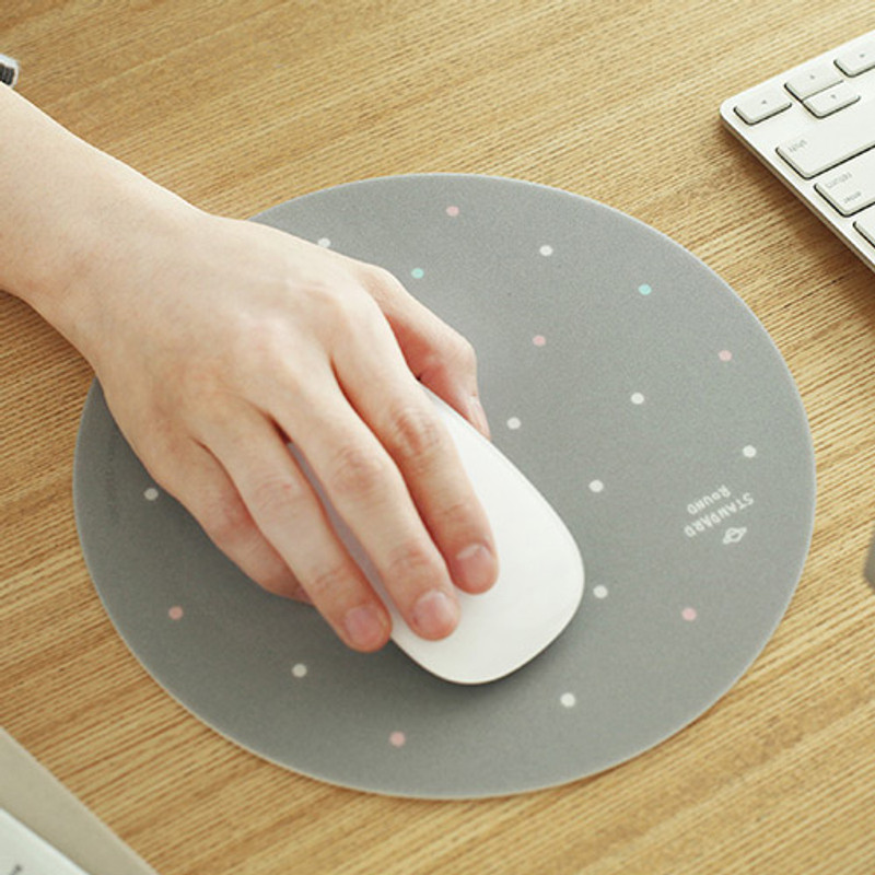 Gray dot pattern standard round mouse pad