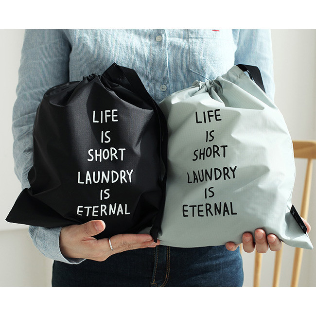 Cotton laundry drawstring pouch