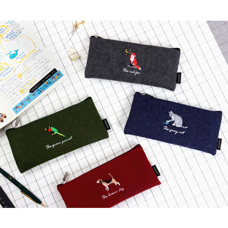 Tailorbird impressive contrast animal felt pencil pouch 