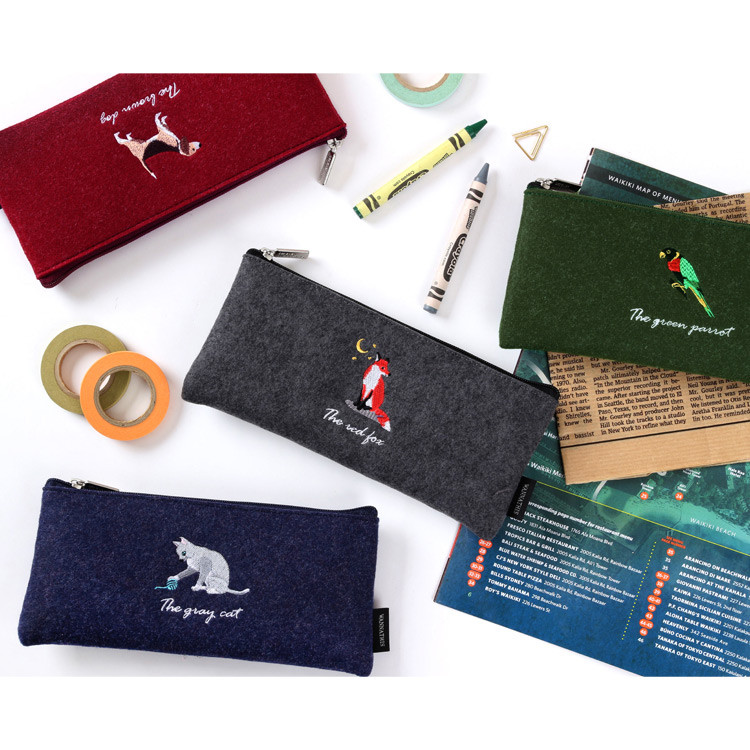 Tailorbird impressive contrast animal felt pencil pouch 