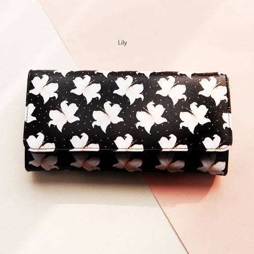 Lily - Rim pattern clear long wallet