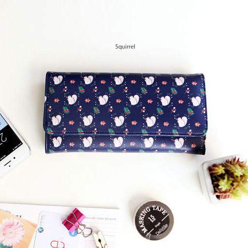 Squirrel - Rim pattern clear long wallet