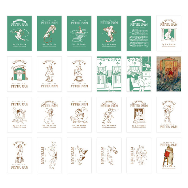 Vintage peter pan label paper sticker set