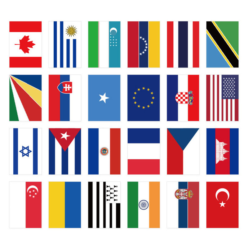 Composition of National flag label paper sticker set