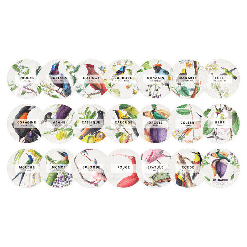 Pack of Nacoo Fruit Bird Circle Sticker Pack with Tin Case Pack of Nacoo Fruit Bird Circle Sticker Pack with Tin Case