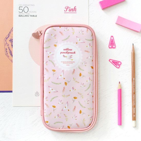 Pink - Willow story pattern zip around pencil case