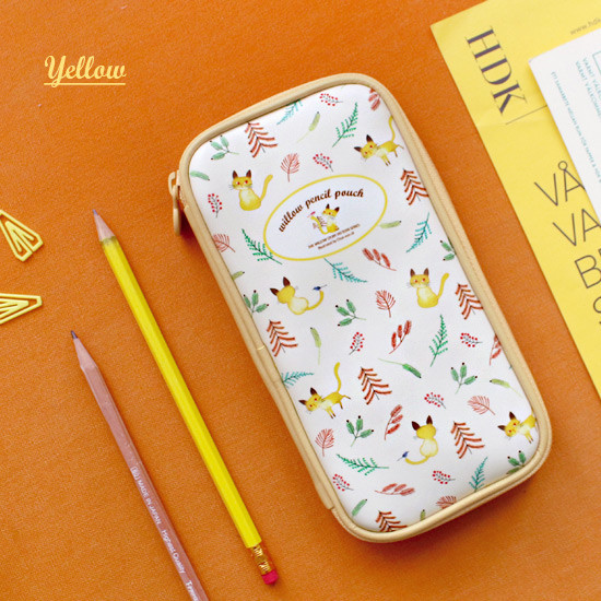 Yellow - Willow story pattern zip around pencil case
