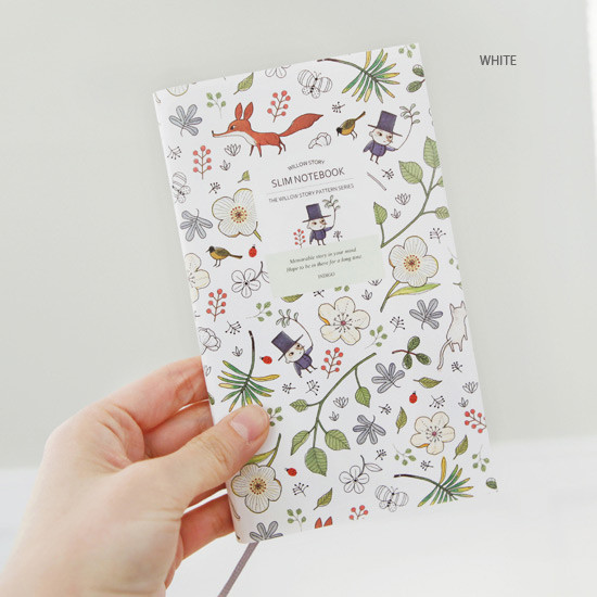 White - Willow story pattern slim lined notebook