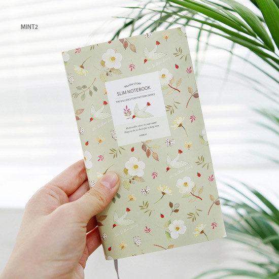Mint2 - Willow story pattern slim lined notebook