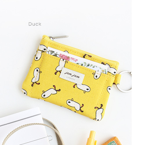Duck - Jam Jam pattern card holder with key ring