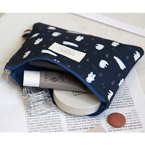 Dorothy and Alice pattern multi zipper pouch