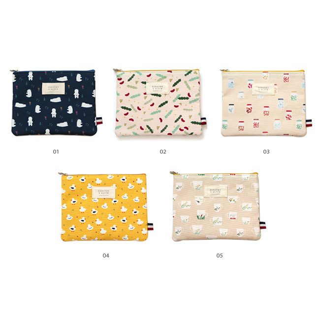 Dorothy and Alice pattern multi zipper pouch