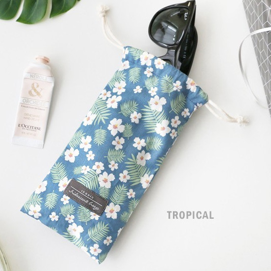 Tropical - Comely cotton long drawstring pouch