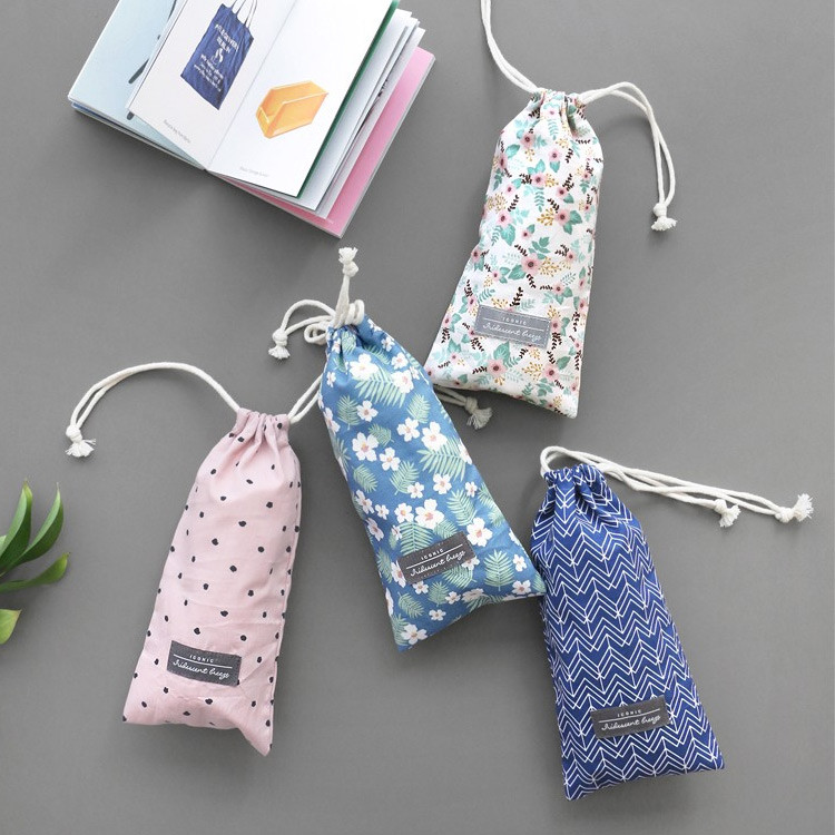 Comely cotton long drawstring pouch