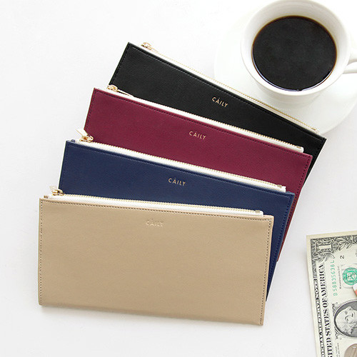 Caily flat long zipper wallet