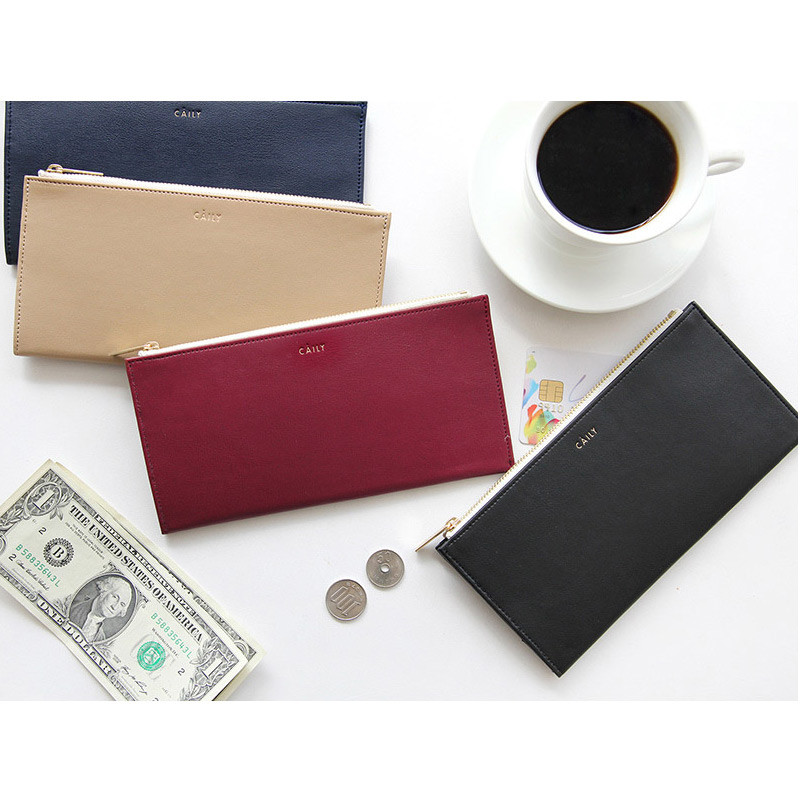 Caily flat long zipper wallet